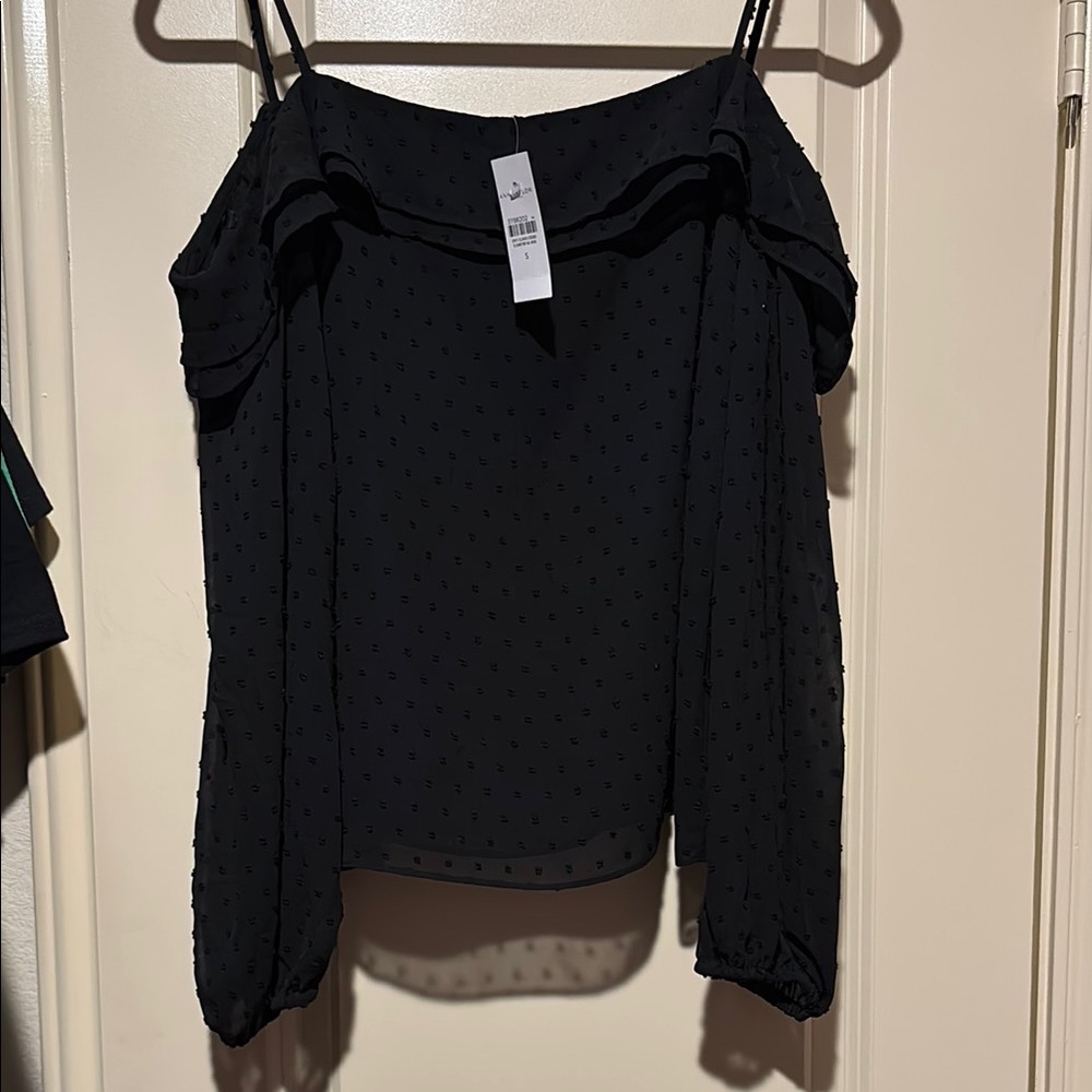 Ann Taylor Black Off-Shoulder Blouse